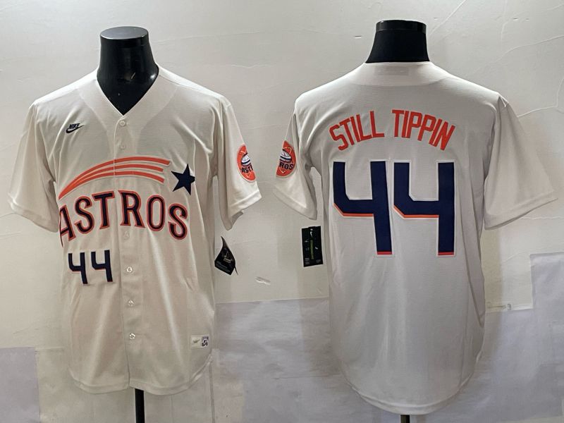 Men 2025 Houston Astros #44 Still Tippin Cream Joint Name Nike MLB Jersey 04